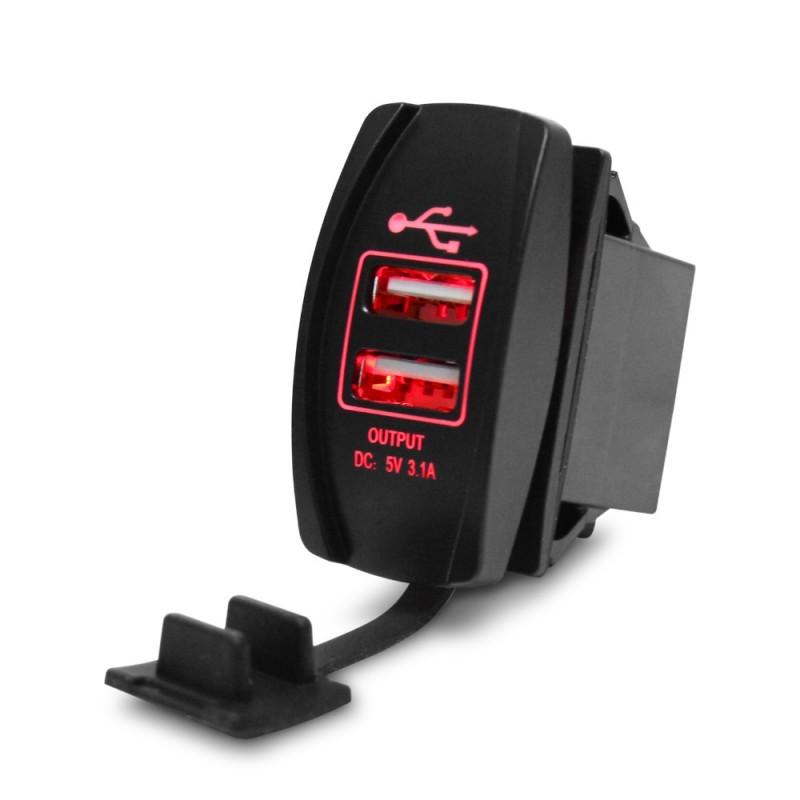 CargadoresEnchufe dual USB universal - 3.1V -12V/24V - puerto de carga - LED CargadoresEnchufe dual USB universal - 3.1V -12V/24V - puerto de carga - LED