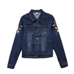 ChaquetasChaqueta vaquera corta - bordado de flores vintage