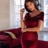 VestidosVestido de terciopelo de moda - hombros descubiertos