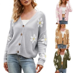 Classic cardigan - long sleeve sweater - with buttons - floral patternHoodies & Jumpers