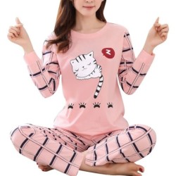 Two-pieces pajama - long sleeve - long pants - cat printLingerie