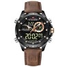 RelojesNAVIFORCE - deportivo - reloj militar de cuarzo - correa de piel - pantalla LED LCD - resistente al agua
