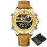RelojesNAVIFORCE - deportivo - reloj militar de cuarzo - correa de piel - pantalla LED LCD - resistente al agua