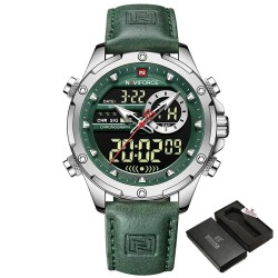 NAVIFORCE - sports - military quartz watch - leather strap - LCD LED display - waterproofWatches
