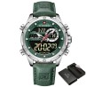 RelojesNAVIFORCE - deportivo - reloj militar de cuarzo - correa de piel - pantalla LED LCD - resistente al agua