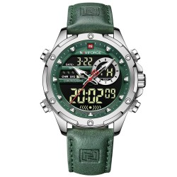 RelojesNAVIFORCE - deportivo - reloj militar de cuarzo - correa de piel - pantalla LED LCD - resistente al agua