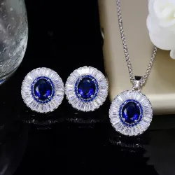 Conjuntos de joyasConjunto de bisutería de moda - pendientes - collar - con circonitas cúbicas redondas