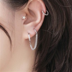 Retro style earrings - double rings - chainEarrings
