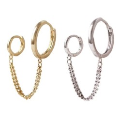 Retro style earrings - double rings - chainEarrings
