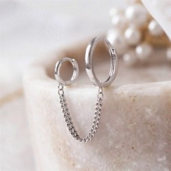 Retro style earrings - double rings - chainEarrings