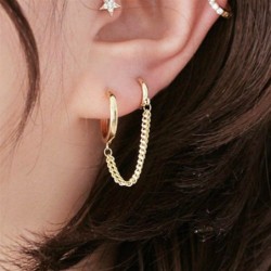 Retro style earrings - double rings - chainEarrings