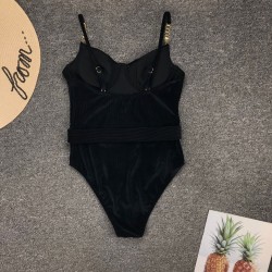 Baño y ropaTraje de baño de una pieza de terciopelo sexy - push up - cinturón decorativo