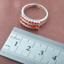 Conjuntos de joyasConjunto de bisutería elegante - con circonita roja - collar - pendientes - anillo