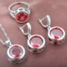 Conjuntos de joyasConjunto de joyería de moda en plata - con circonitas redondas - collar - pendientes - anillo