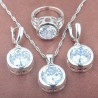 Conjuntos de joyasConjunto de joyería de moda en plata - con circonitas redondas - collar - pendientes - anillo