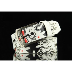 CinturonesCinturón de cuero de moda - hebilla de metal - estilo punk - patrón de calavera / esqueleto - unisex