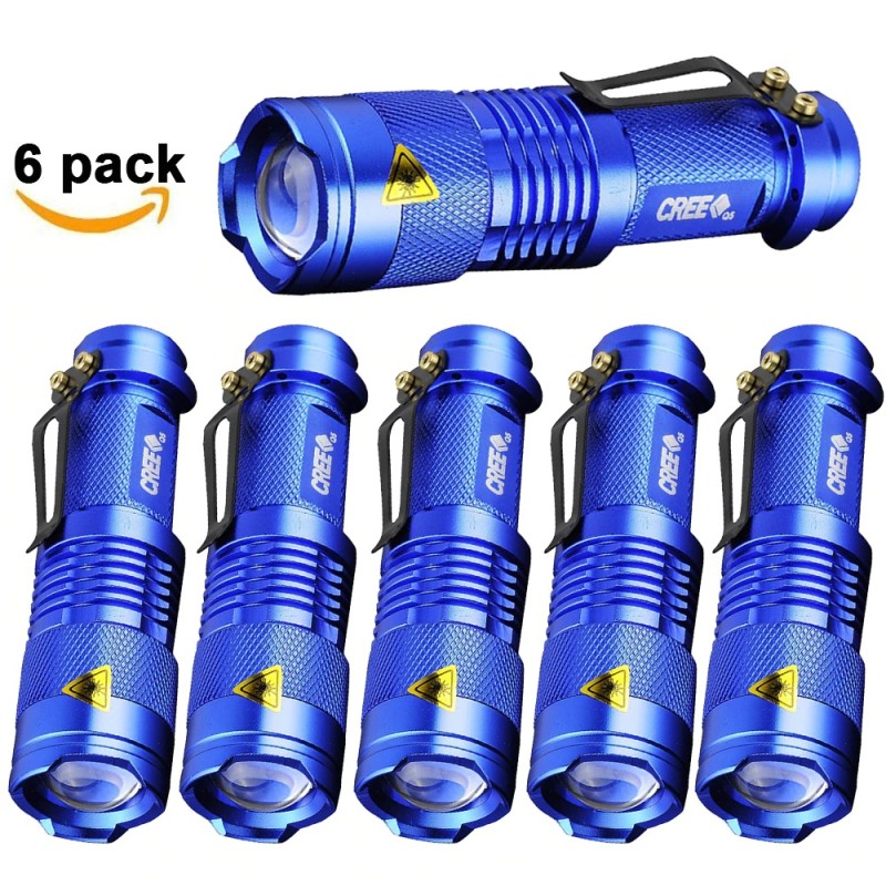 LinternasPotente linterna táctica - LED - 3 modos - con zoom - 1 - 6 piezas
