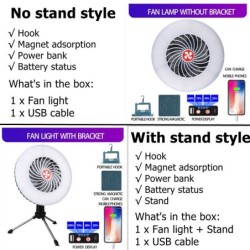 Outdoor & CampingVentilador de camping con luz - lámpara portátil - LED - USB