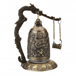 copy of Antique Home Decoration China Buddhism Brass Copper Carved Statue Lotus Buddha Dragon Bell Clock Bro