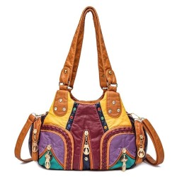 BolsasBolso bandolera pequeño vintage - remaches - colores en contraste - piel