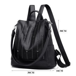 MochilasMochila de moda - antirrobo - cuero - remaches estrellas - gran capacidad