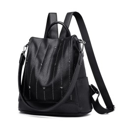 MochilasMochila de moda - antirrobo - cuero - remaches estrellas - gran capacidad