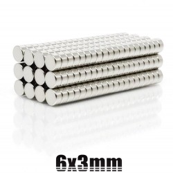 N35 - neodymium magnet - round disc - 6mm * 3mm - 100 piecesN35