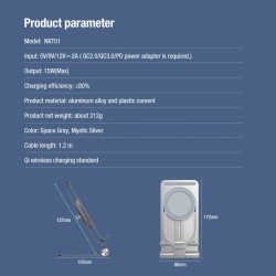 Titulares15W - cargador rápido inalámbrico - soporte - soporte plegable para teléfono - para iPhone - Samsung - Huawei - Xiaomi
