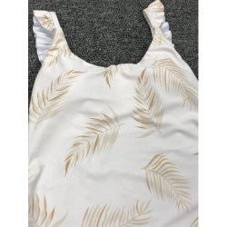 Baño y ropaTraje de baño de una pieza blanco sexy - estampado de hojas - push up