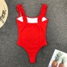 Sexy one piece ribbed swimsuit - decorative ruffles - push upBeachwear