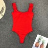 Sexy one piece ribbed swimsuit - decorative ruffles - push upBeachwear