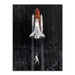 Plaques & SignsAstronauta - espacio - cohete - pintura al óleo - cartel de pared de lona