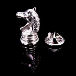BrochesBroche clásico de plata - pin - diseño de caballo de ajedrez