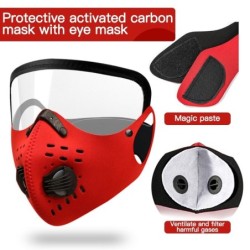 Protective face mask - anti bacterial - windproof - dustproof - with eye shield - air valvesMouth masks