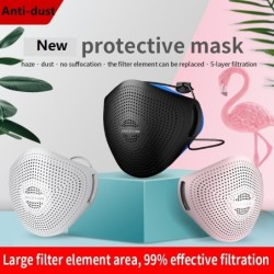 Protective silicone face mask - reusable - anti-dust - anti-bacterial - air valve - KN95 filterMouth masks
