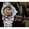 RelojesWINNER - reloj de lujo - mecánico - luminoso - con diamantes - diseño de esqueleto transparente - con caja