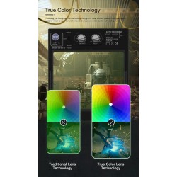 CascosCasco de soldadura con oscurecimiento automático - solar - batería de litio automática - color verdadero - 4 sensores