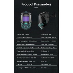 Auto-darkening welding helmet - solar - automatic Li-battery - true color - 4 sensorsHelmets