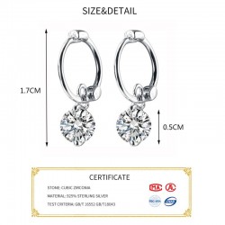 AretesPendientes aro con circonita - plata de ley 925