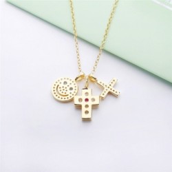 CollarCollar con tres colgantes - carita sonriente - cruz - estrella - plata de ley 925