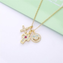CollarCollar con tres colgantes - carita sonriente - cruz - estrella - plata de ley 925