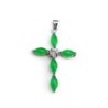 CollarCollar de plata - colgante de cruz de jade verde esmeralda - plata de ley 925