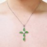 CollarCollar de plata - colgante de cruz de jade verde esmeralda - plata de ley 925
