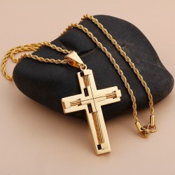 Stainless steel necklace - wire style cross pendantNecklaces