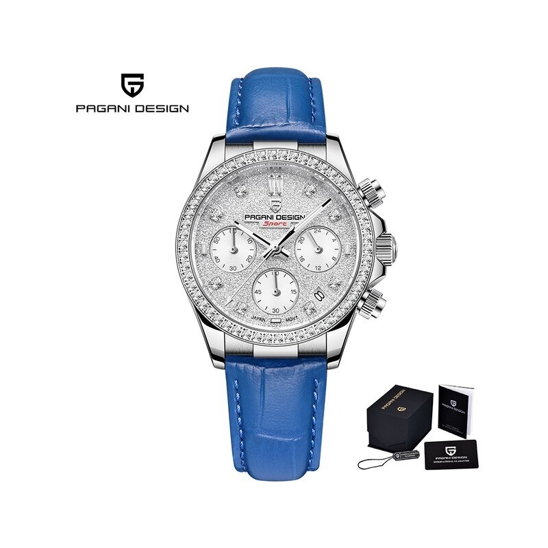 PAGANI DESIGN - automatic Quartz watch - with crystals - sapphire mirror - leather strapWatches
