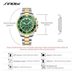 RelojesSINOBI - reloj deportivo de cuarzo - resistente al agua - acero inoxidable