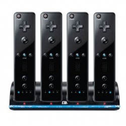 WiiCargador de controlador de Wii con 4 baterías 2800 mAh - base