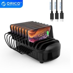 TitularesORICO - Cargador USB de 10 puertos - estación de acoplamiento - con soporte - 120W 5V2.4A*10