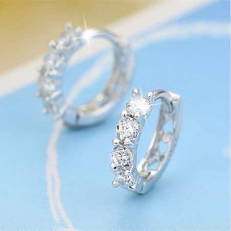 AretesPendientes redondos de cristal - plata de ley 925