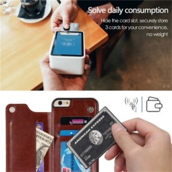 Retro card holder - phone cover case - leather flip cover - mini wallet - for iPhone - blackProtection